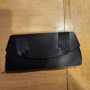 Black satin evening bag
